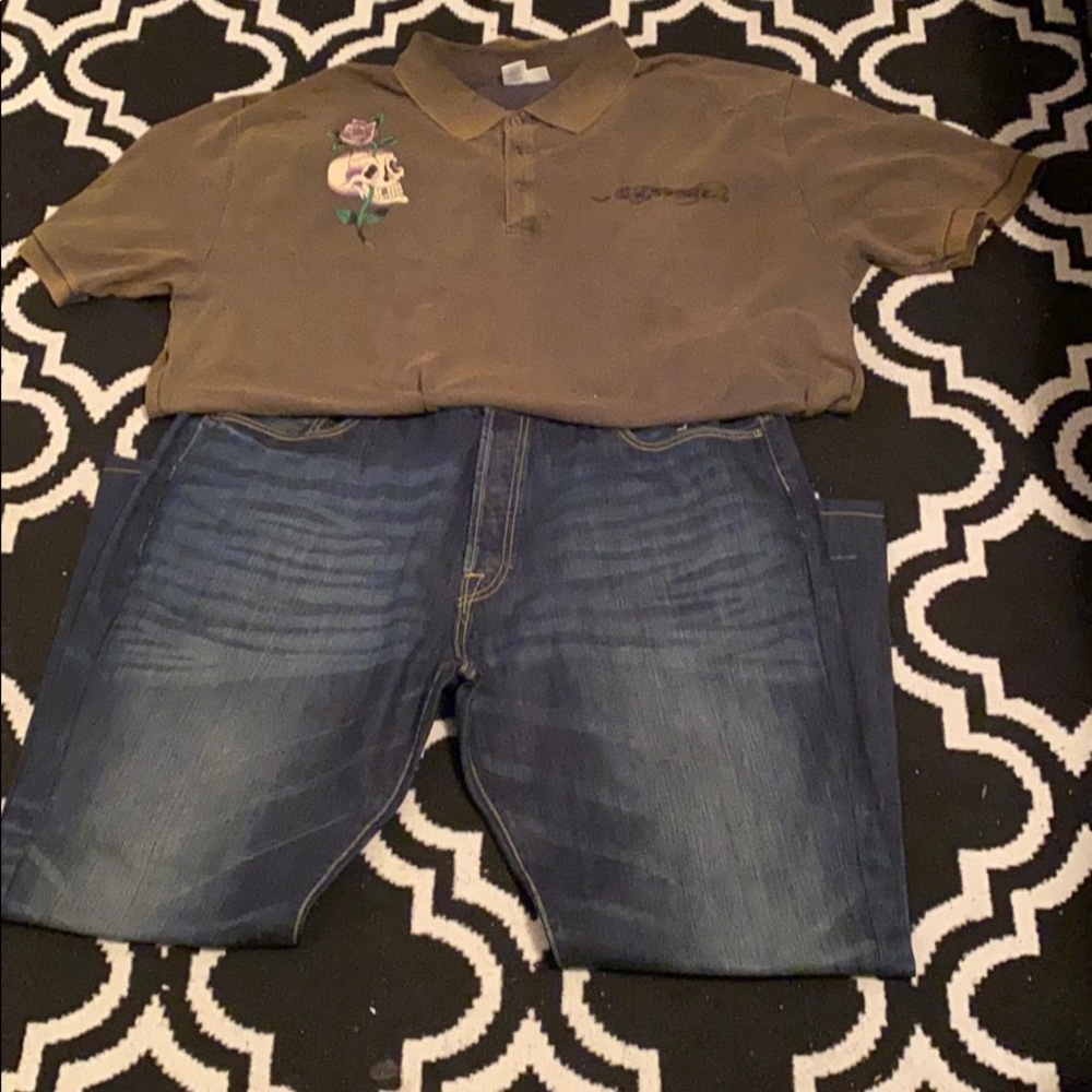 Ed Hardy jeans and shirt